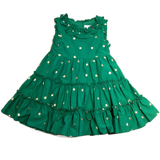 2T Girls Christian Siriano Green/Gold Shamrock Dress