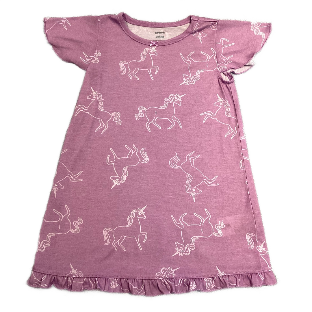 2T Girls Carter's Lavender Nightbown w/Unicorns