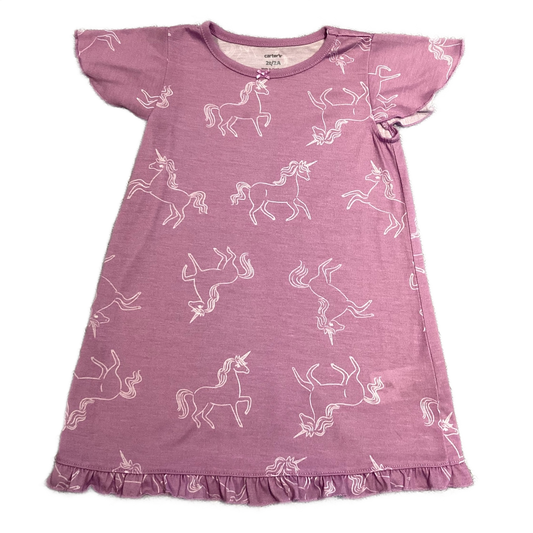 2T Girls Carter's Lavender Nightbown w/Unicorns