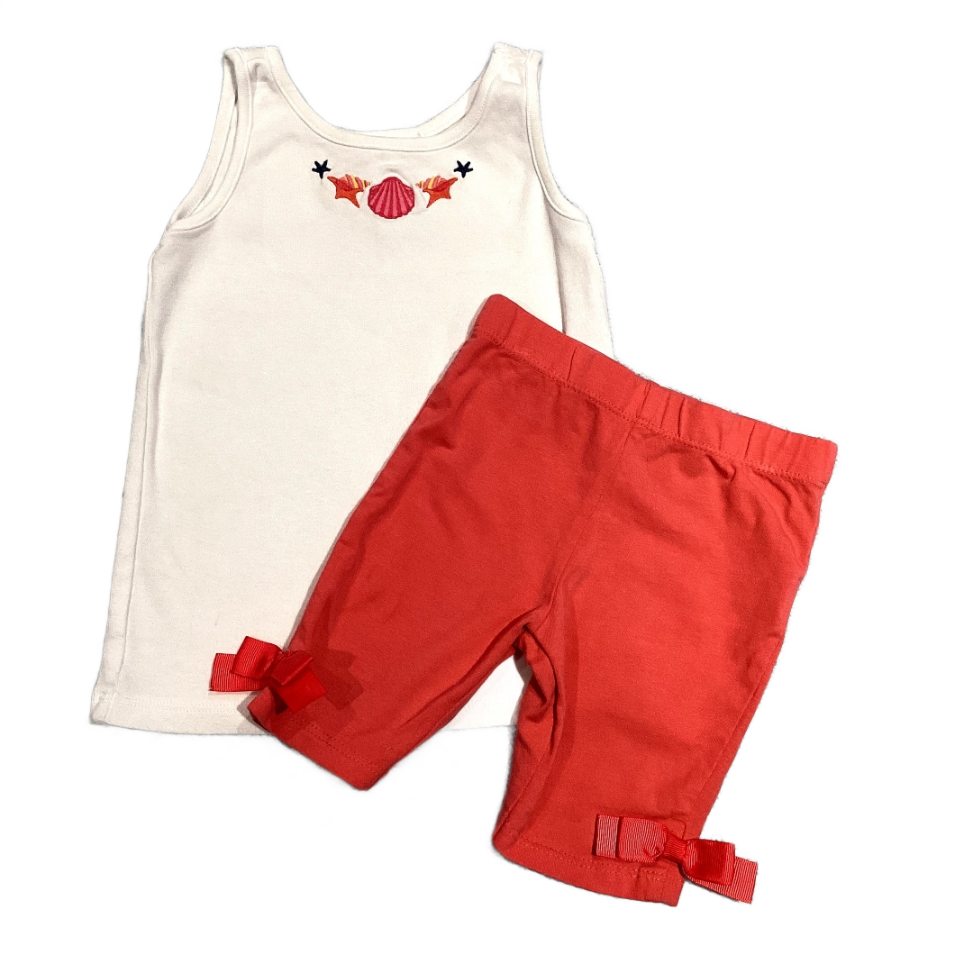 2T Girls Janie & Jack White Tank w/Shells, Capris