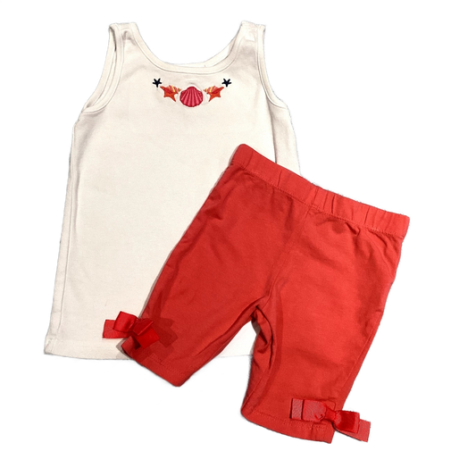 2T Girls Janie & Jack White Tank w/Shells, Capris