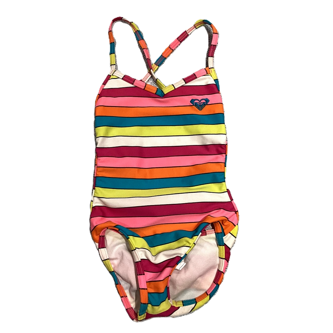 2T Girls Roxy Striped Open Back Swimsuit