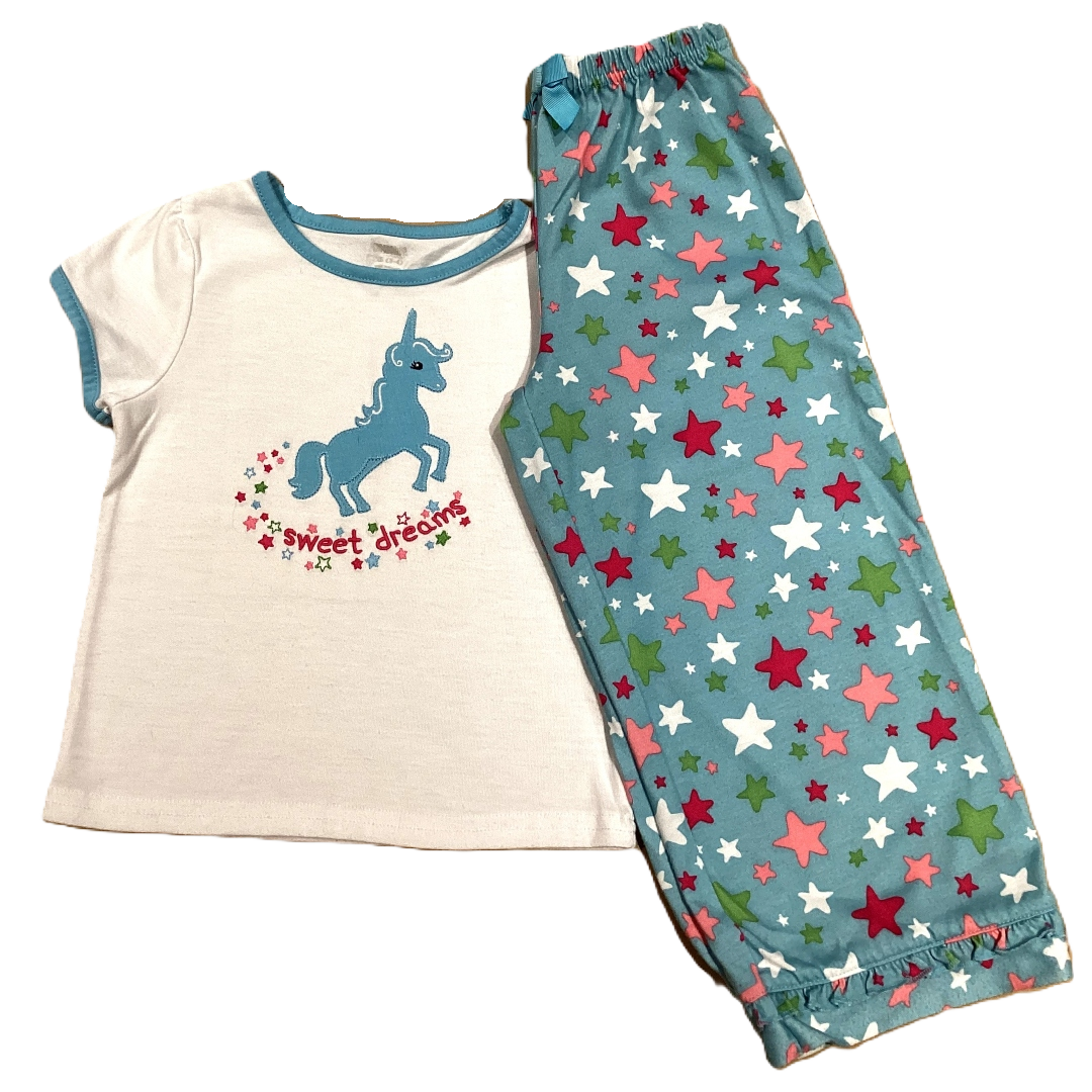 3T Girls Gymboree 3-4 White Sweet Dreams Unicorn 2 Piece Pajamas