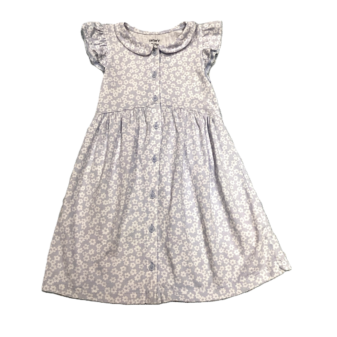 3T Girls Carter's Light Periwinkle/White Floral Dress w/Collar