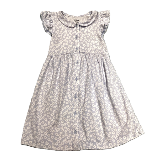 3T Girls Carter's Light Periwinkle/White Floral Dress w/Collar