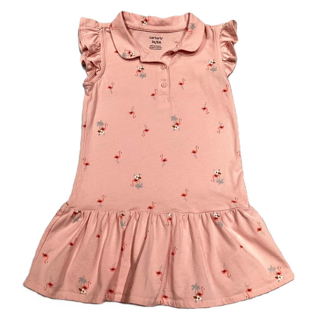 3T Girls Carter's Light Pink Shirt Dress w/Flamingos