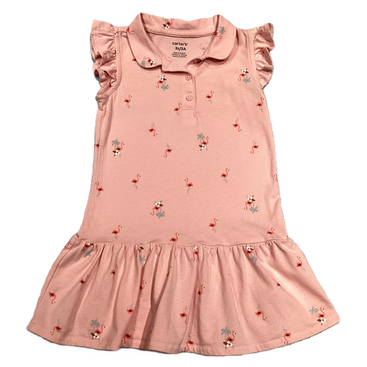 3T Girls Carter's Light Pink Shirt Dress w/Flamingos