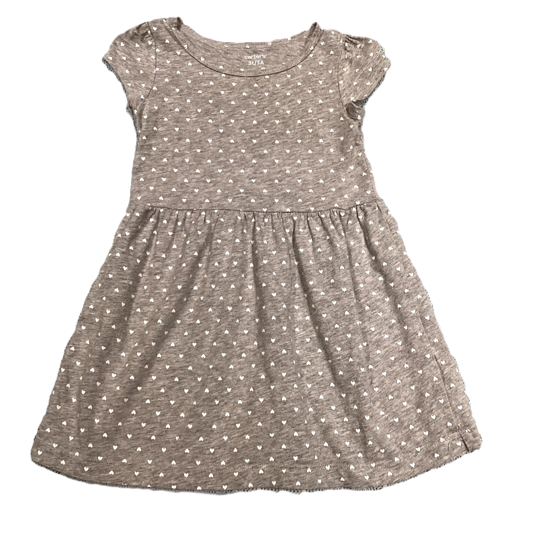 3T Girls Carter's Gray w/White Hearts Dress