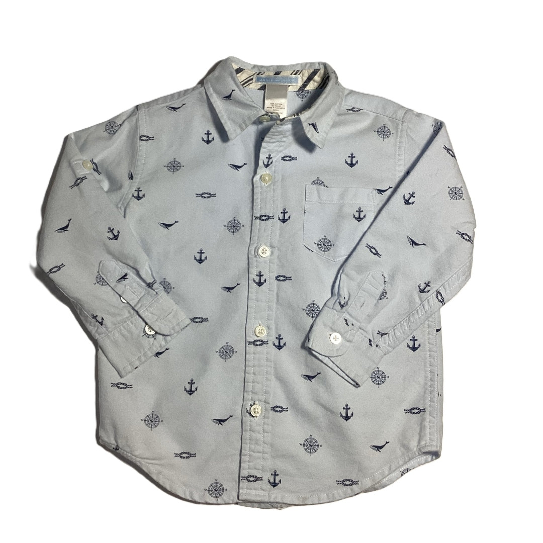 18-24 Boys Janie and Jack Light Blue Nautical Themed Button Down