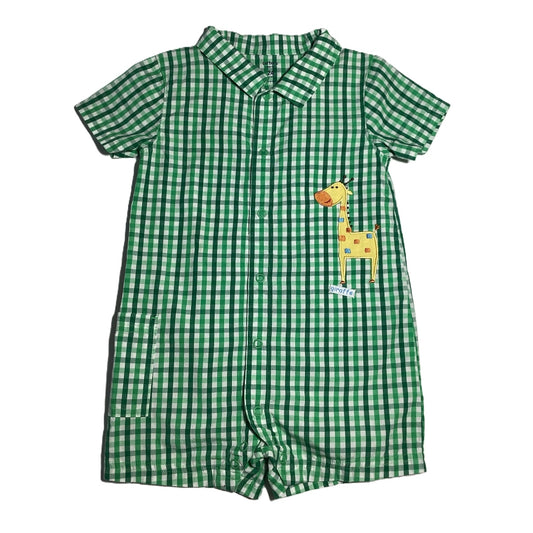 18-24 Boys Carter's Green Gingham Button Down Romper