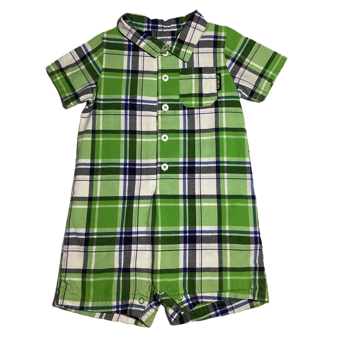 18-24 Boys Carter's Green/Blue Plaid Button Down Romper