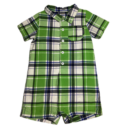 18-24 Boys Carter's Green/Blue Plaid Button Down Romper