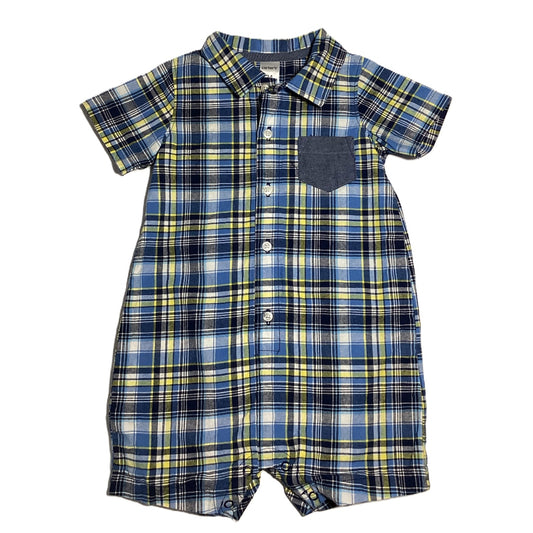 18-24 Boys Carter's Blue Plaid Button Down Romper