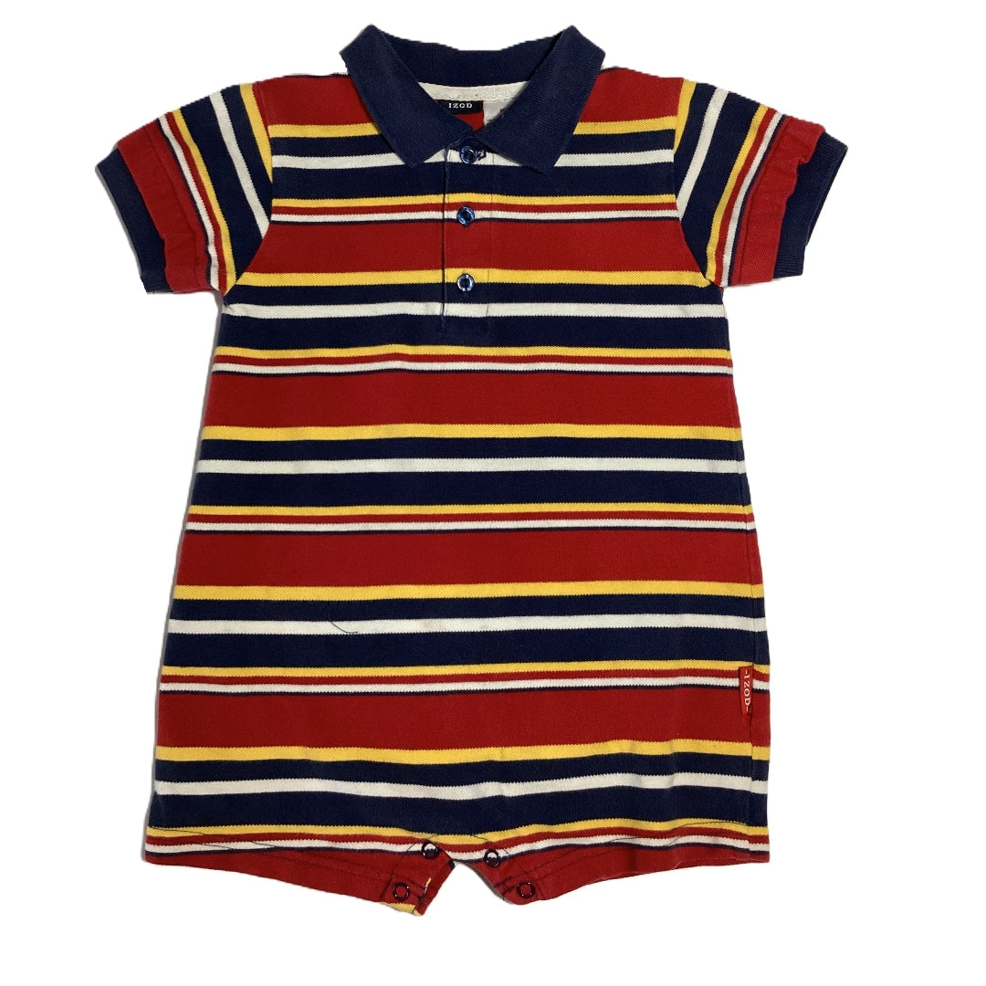 18-24 Boys Izod Red/Blue/Yellow Plaid Romper