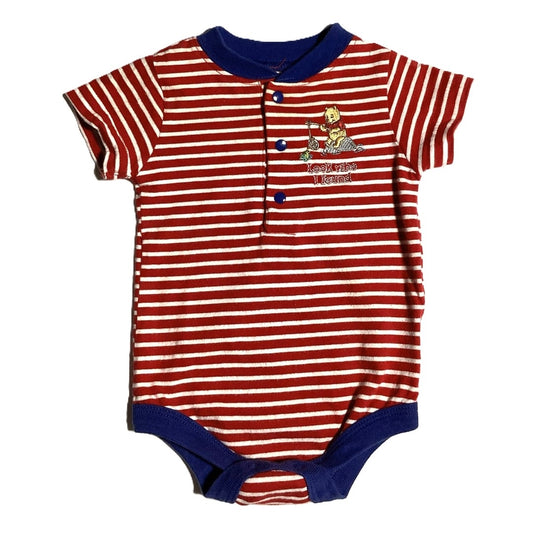 3-6  Boys Disney Baby Red/White Striped Pooh Onesie
