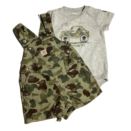 3-6  Boys Carhartt Onesie and Matching Camo Overall Set
