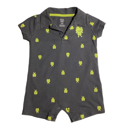 3-6  Boys Just One You  Charcoal Romper w/Frogs