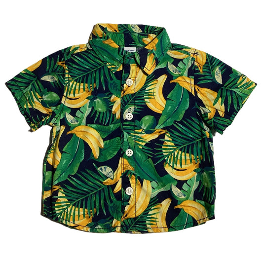 3-6  Boys Old Navy Blue/Green Tropical Shirt