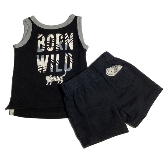 3-6  Boys Old Navy Black/White Born Wild Tank, Child of Mine Shorts