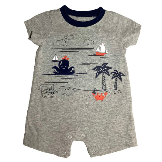 3-6  Boys Child of Mine Gray Romper w/Beach Scene