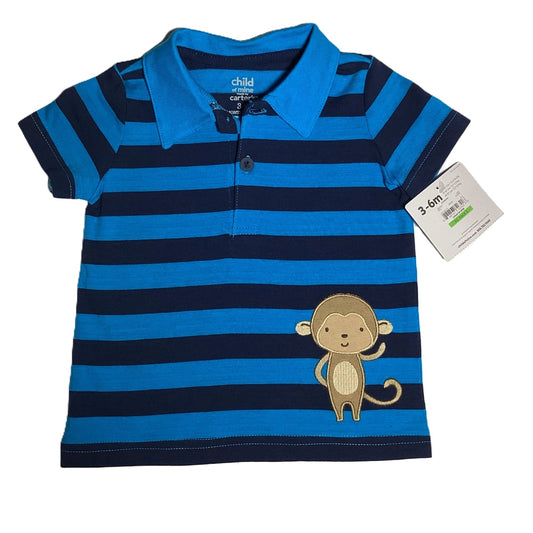 3-6  Boys Child of Mine NWT Bright Blue Striped Polo Shirt