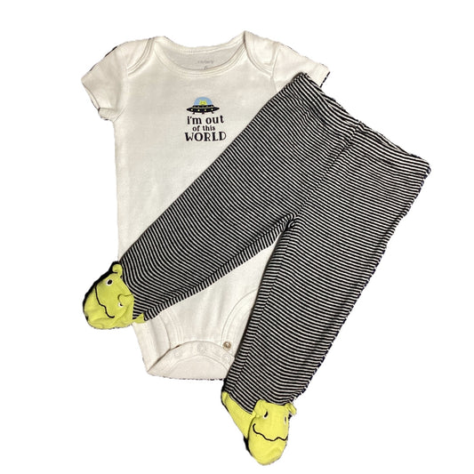 3-6  Boys Carter's White I'm Out of the World Onesie, Matching Pants