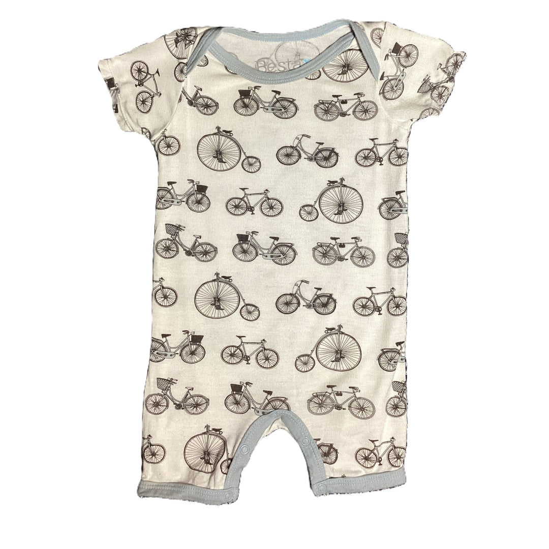 3-6  Boys Bestaroo White Romper w/Bicycles