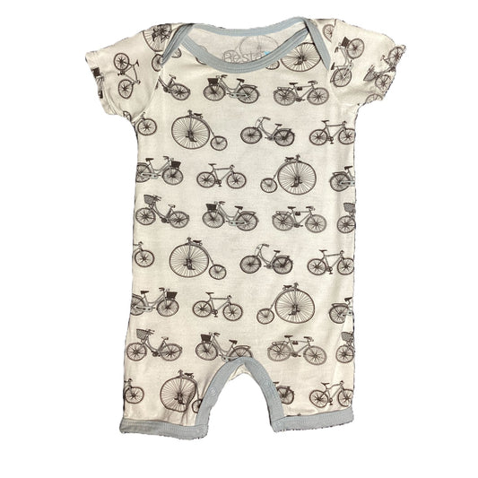 3-6  Boys Bestaroo White Romper w/Bicycles