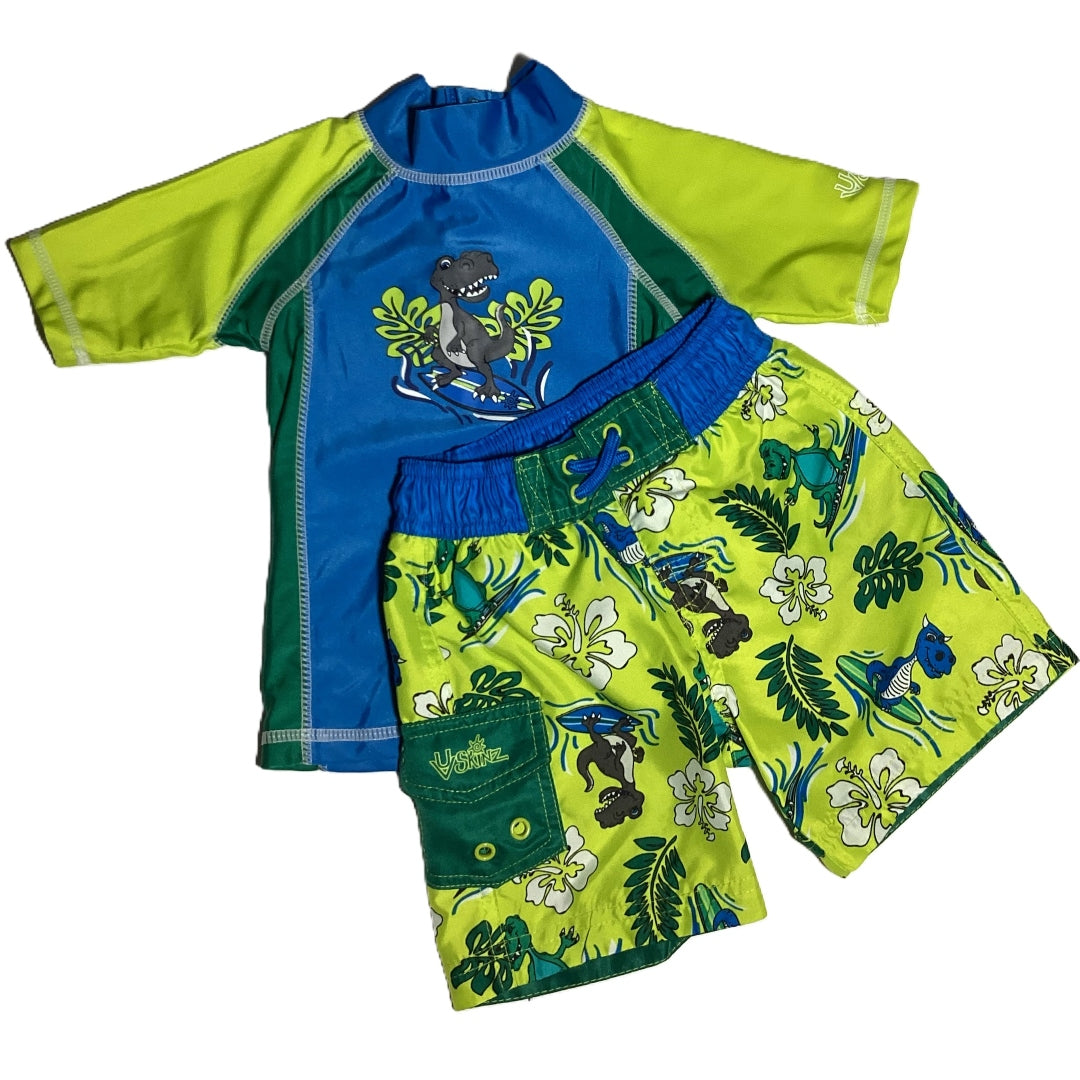 12-18 Boys  UV Skinz Bright Blue/Green/Yellow Dinosaur Swim Set
