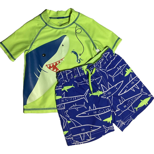 12-18 Boys  Carter's Neon Green Shark Bait Swim Set