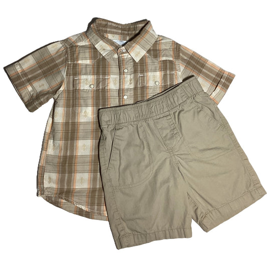 3T Boys Old Navy Khaki Plaid Button Down, Circo Khaki Shorts