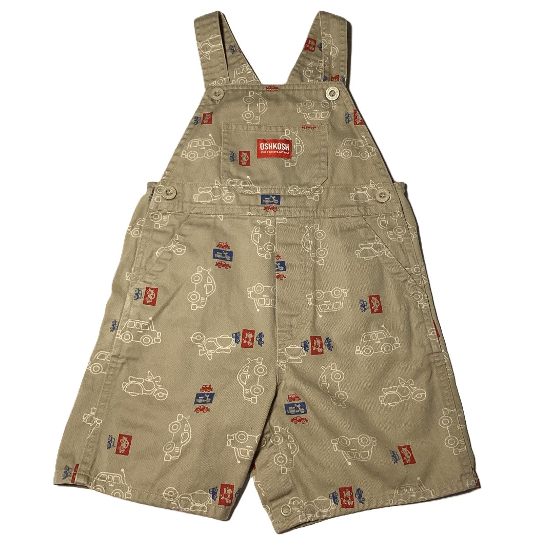 18-24 Boys Oshkosh Khaki Overall Shorts w/Cars