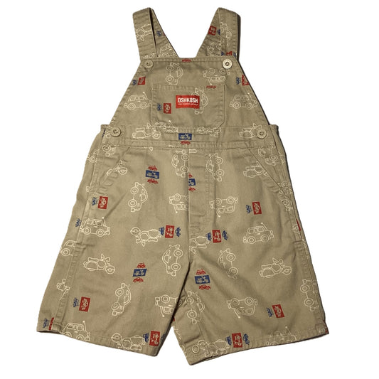18-24 Boys Oshkosh Khaki Overall Shorts w/Cars