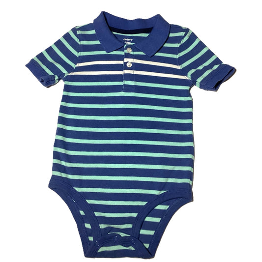 18-24 Boys Carter's Dark Periwinkle Polo Onesie w/Stripes