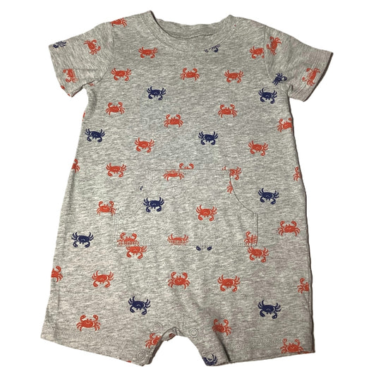 18-24 Boys Carter's Gray Romper w/Red & Blue Crabs