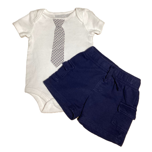0-3 Boys Koala Baby White Onesie w/Tie, Jumping Beans Shorts