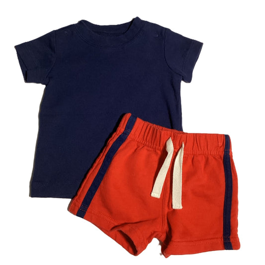 0-3 Boys Carter's Navy Tshirt, Just One You Side Stripe Shorts