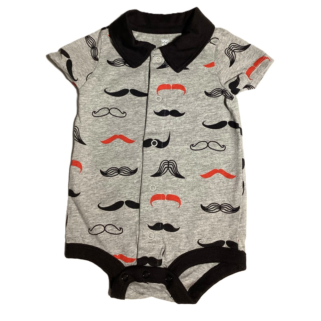 0-3 Boys Koala Baby Gray Collared Onesie w/Moustaches