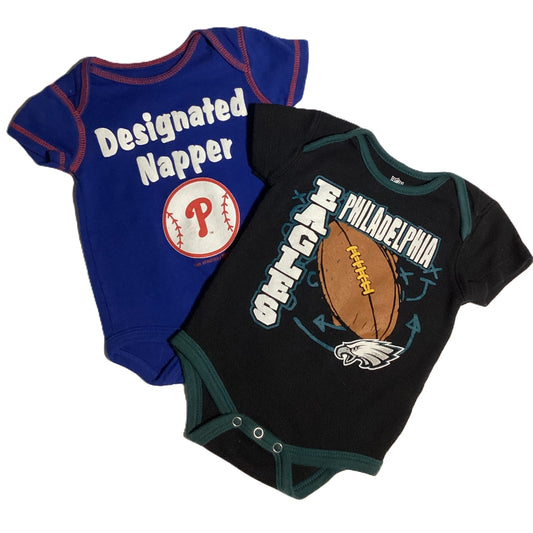 0-3 Boys NFL Eagles and Phillies Onesie 2 Pack