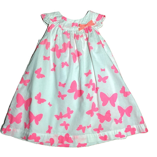 12-18 Girls Carter's White Dress w/Neon Pink Butterflies