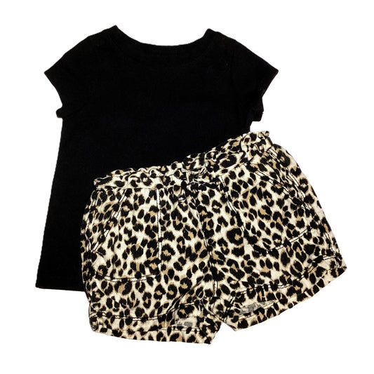 12-18 Girls Cat & Jack Black Tshirt, Old Navy Animal Print Shorts