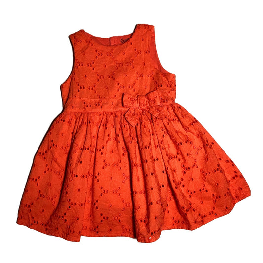 12-18 Girls Genuine Kids Dark Melon Eyelet Dress