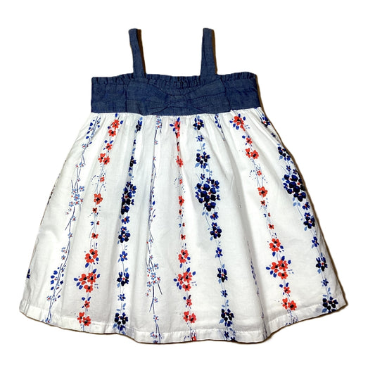 12-18 Girls Baby Gap Dress w/Chambray Bodice, White/Floral Skirt