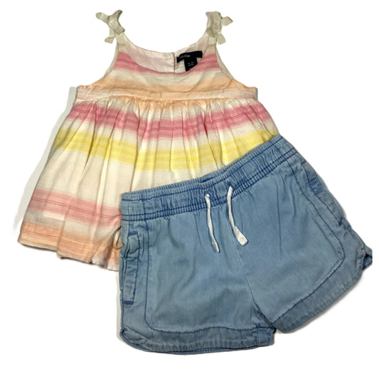 12-18 Girls Baby Gap Ivory Tank w/"Distressed" Stripes, Carter's Shorts