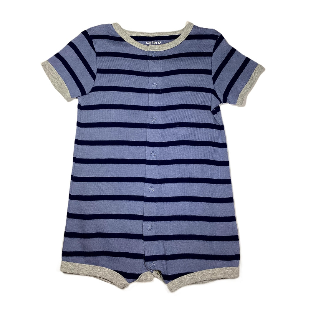 12-18 Boys  Carter's Dusty/Navy Blue Striped Romper