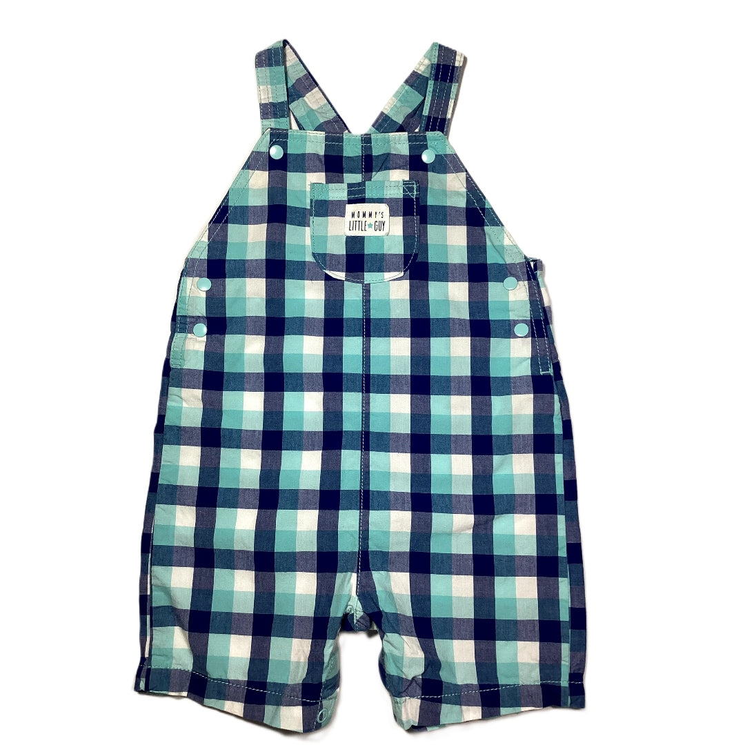 12-18 Boys  Just One You Blue Plaid Overall Shorts