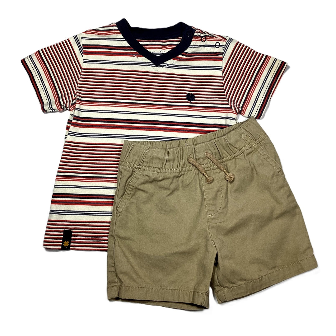 12-18 Boys  Lucky Brand Red/White/Ivory Shirt, Garanimals Khaki Shorts
