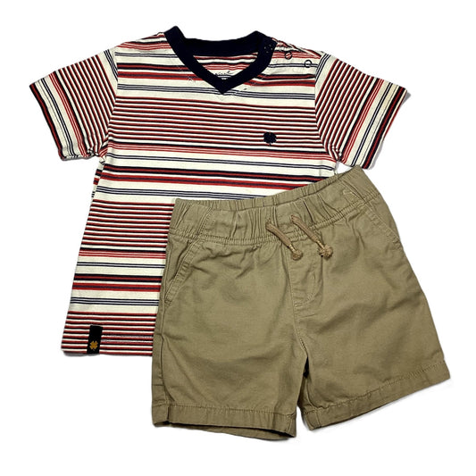 12-18 Boys  Lucky Brand Red/White/Ivory Shirt, Garanimals Khaki Shorts