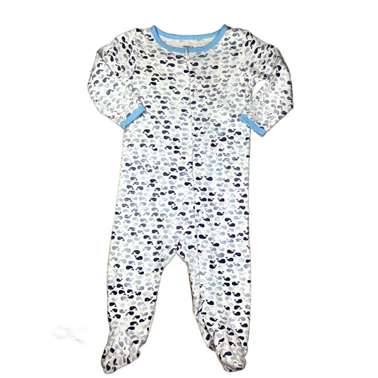 3-6 Boys Carter's White Sleeper w/Blue Fish