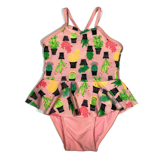 12-18 Girls Cat & Jack Pink One Piece Swimsuit w/Cacti